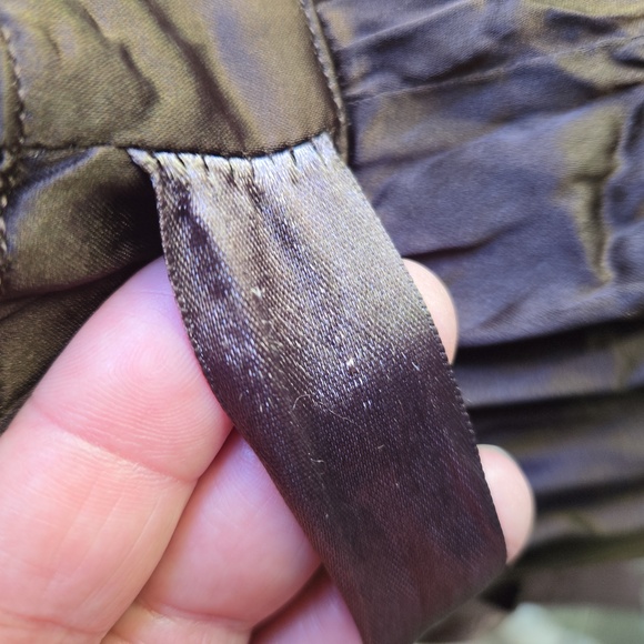 Magazine Brown 100% Silk Pleated Crochet Trim Fit And Flare Midi Dress Size S - Picture 9 of 17